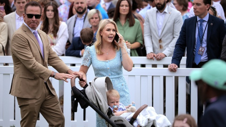 Nicholas Riccio and Karoline Leavitt bring their son to the White House Easter Egg Roll (2025)