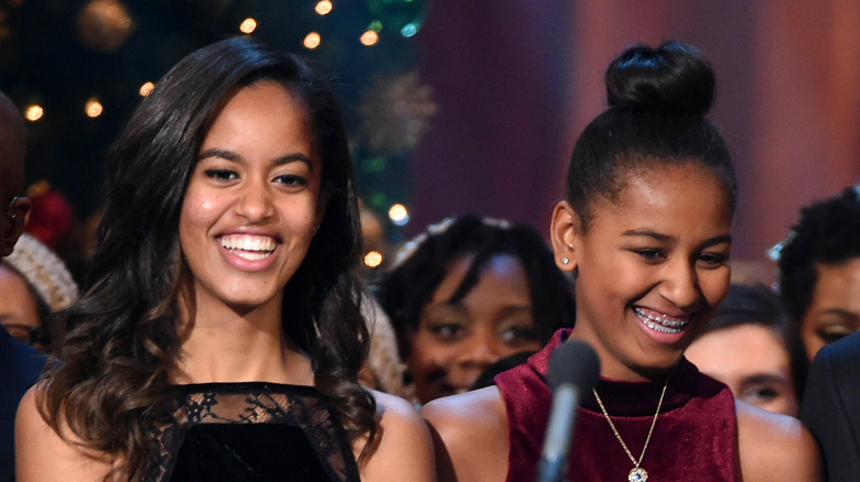 Malia and Sasha Obama smiling