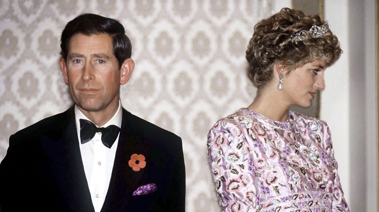 Charles and Diana facing away from each other 