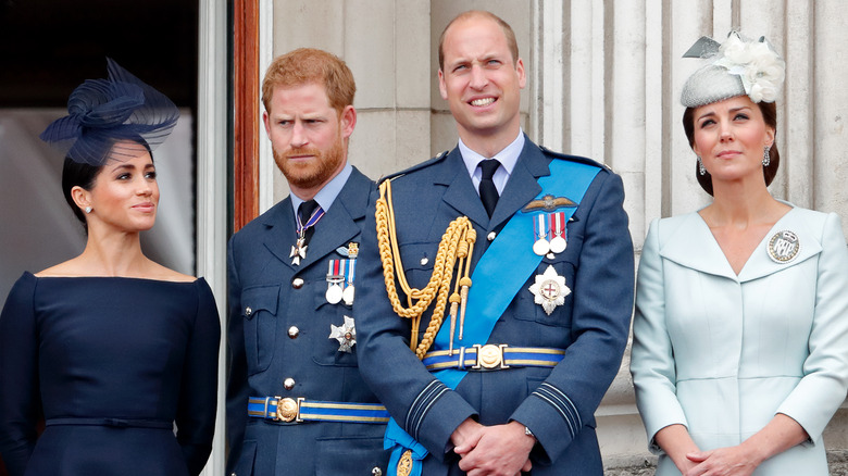 Meghan Markle, Prince Harry, Prince William, and Princess Catherine on the palace balcony