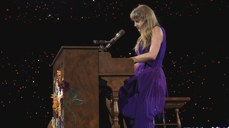 Taylor Swift performing during the Eras Tour in 2024