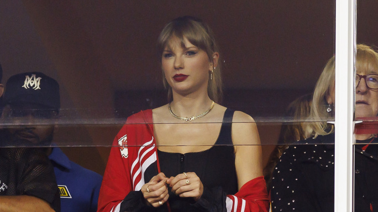 Taylor Swift watching a football game in 2023