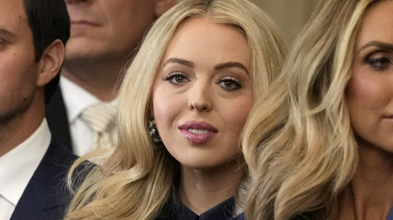 Tiffany Trump (C) and husband Michael Boulos, along with Lara Trump arrive for the inauguration of Donald Trump at the U.S. Capitol Rotunda on January 20, 2025 in Washington, DC (2025)