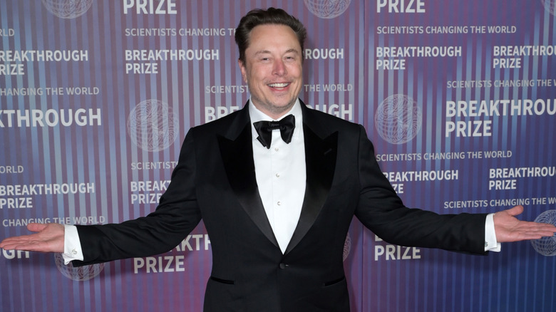 Elon Musk posing for photos