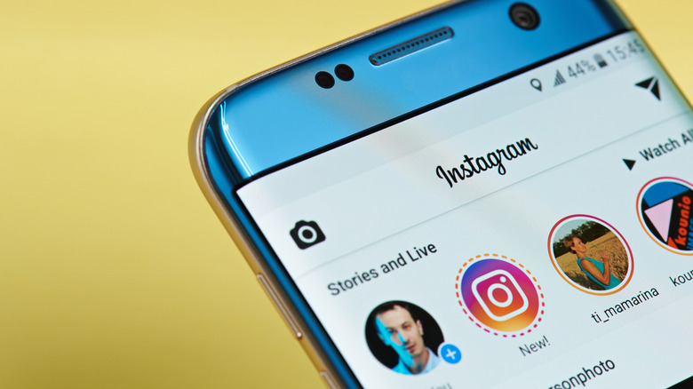 Instagram application menu on smartphone