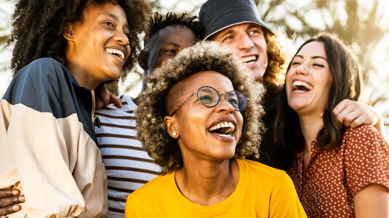 group of friends smiling together