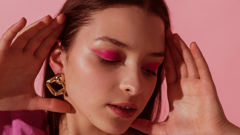 Woman wearing neon eyeshadows