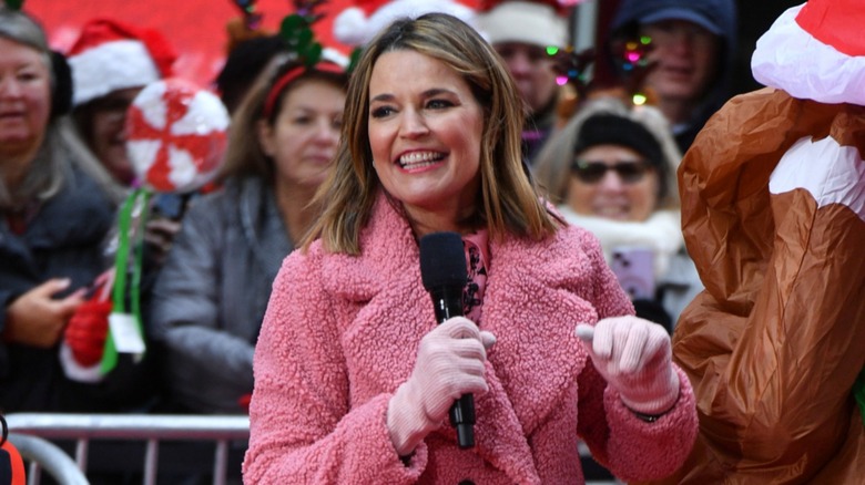 Savannah Guthrie holding microphone