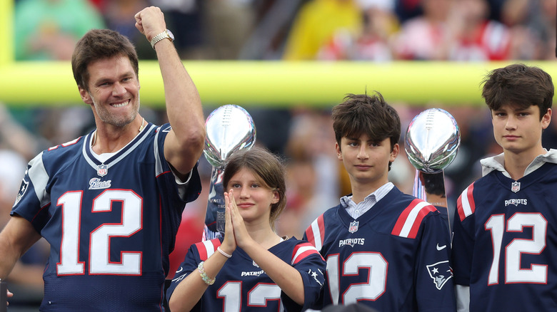 Tom Brady celebrating with his kids