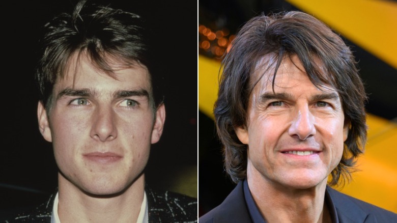 Split image of Tom Cruise from 1986 and Tom Cruise from 2025