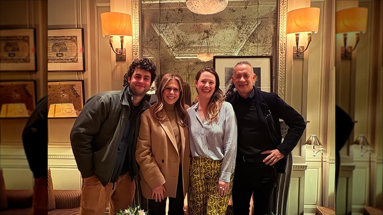 Truman Hanks, Rita Wilson, E.A. Hanks, and Tom Hanks at The Lowell hotel