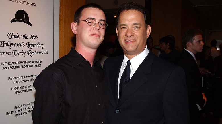 Colin Hanks with Tom Hanks at the "Road to Perdition" premiere in 2002