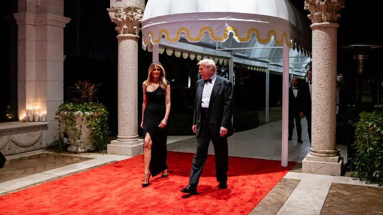 Donald and Melania Trump walking on red carpet