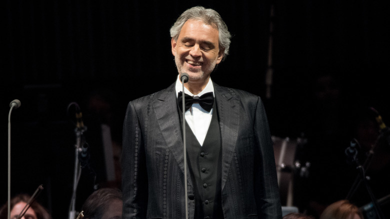 Andrea Bocelli performing on stage