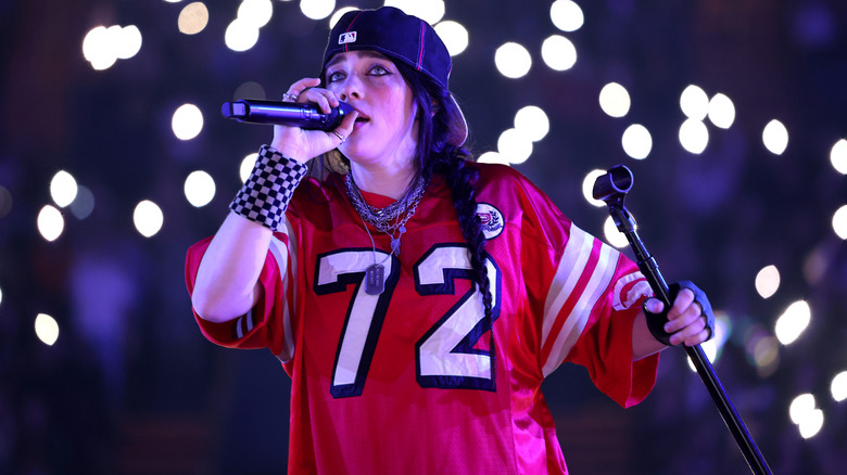Billie Eilish singing during "HIT ME HARD AND SOFT: THE TOUR"