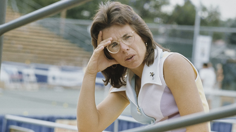 Billie Jean King hand on side of face