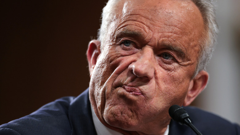 Robert F. Kennedy Jr. scowling during his Senate confirmation hearing