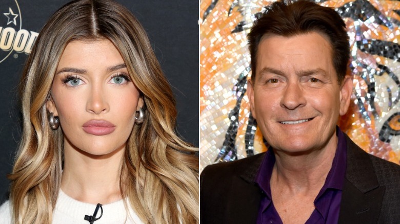 A split image of Charlie Sheen and Sami Sheen posing
