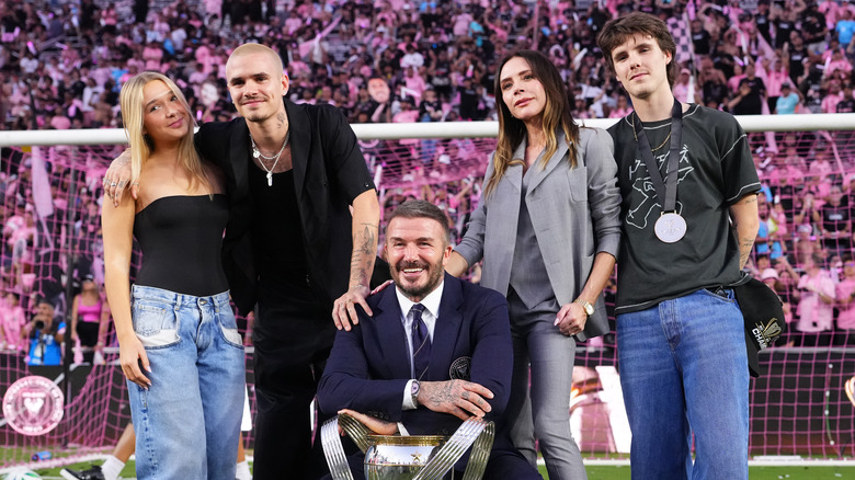 The Beckham family, excluding Brooklyn