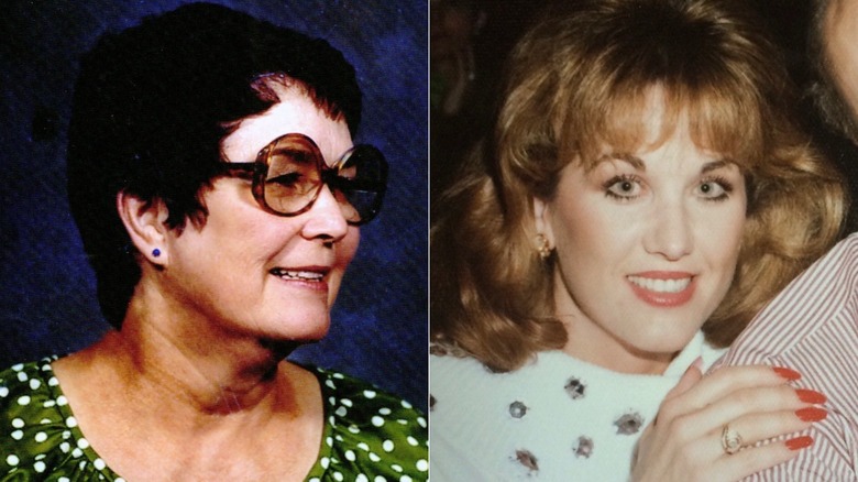 Split image of Robin McGraw's mother Georgia Jameson side profile smiling and a young Robin McGraw smiling