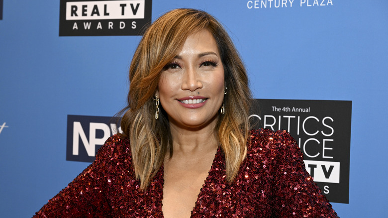 Carrie Ann Inaba red sparkling dress
