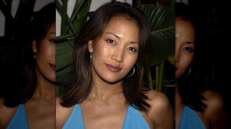 Carrie Ann Inaba close up blue dress