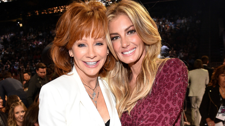 Recording artists Reba McEntire and Faith Hill attending the 52nd Academy Of Country Music Awards