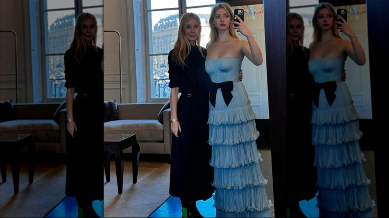 Gwyneth Paltrow and daughter Apple Martin in Paris, December 2024