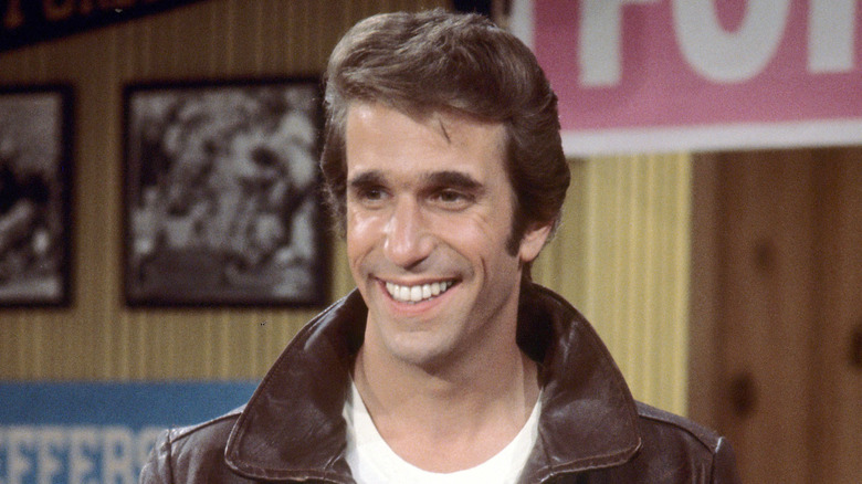 Henry Winkler on the set of 'Happy Days' in 1977
