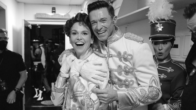 Hugh Jackman and Sutton Foster smiling