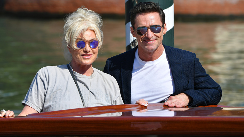 Hugh Jackman and Deborra-Lee Furness on a boat