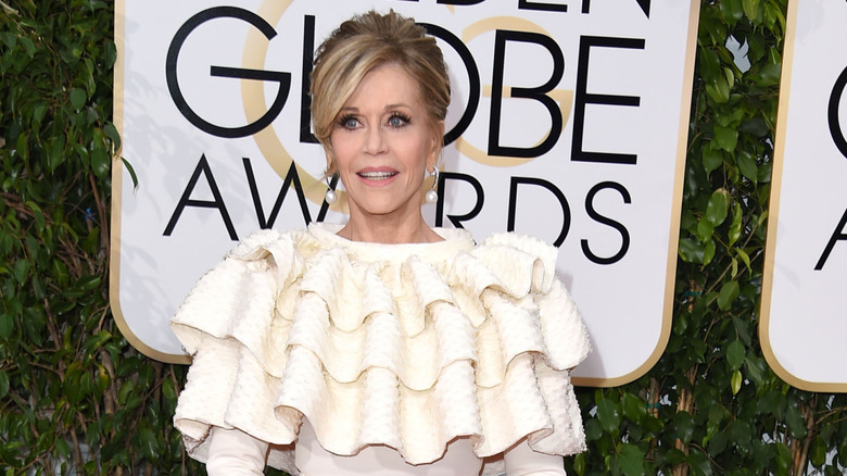 Jane Fonda posing for photos