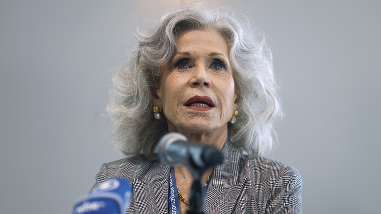 Jane Fonda talking at an event