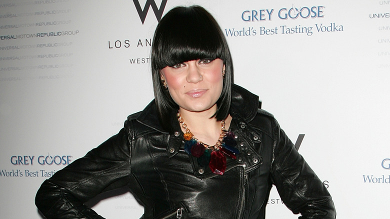 Jessie J in her signature black fringe and leather jacket