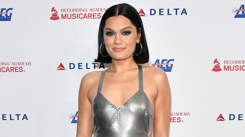 Jessie J in a silver dress at a Musicares event