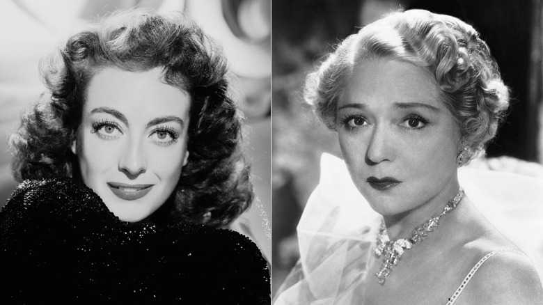 A side-by-side photo of Joan Crawford and Mary Pickford