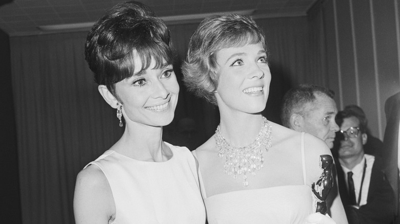Julie Andrews with Audrey Hepburn at the Oscars in 1965