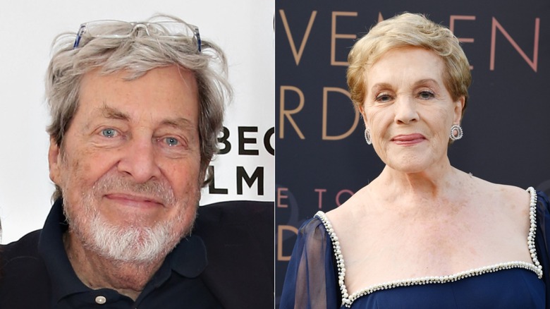 Split photo of Tony Walton (L) and Julie Andrews (R) in their older years