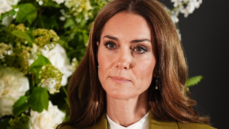 Kate Middleton looking somber