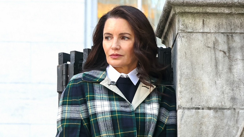 Kristin Davis wearing coat