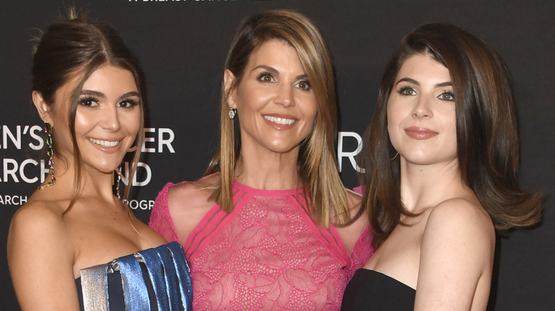 Olivia Jade Giannulli, Lori Loughlin, and Bella Rose Giannulli in evening wear