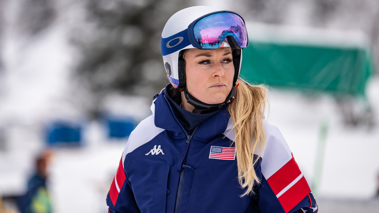 Lindsey Vonn training for the 2026 Winter Olympic Games at Tofane Alpine Skiing Centre on February 6, 2026.