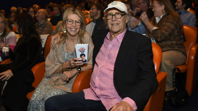 Chevy Chase and Jayni Chase in movie theater for the premiere of his documentary "I'm Chevy Chase and You're Not"