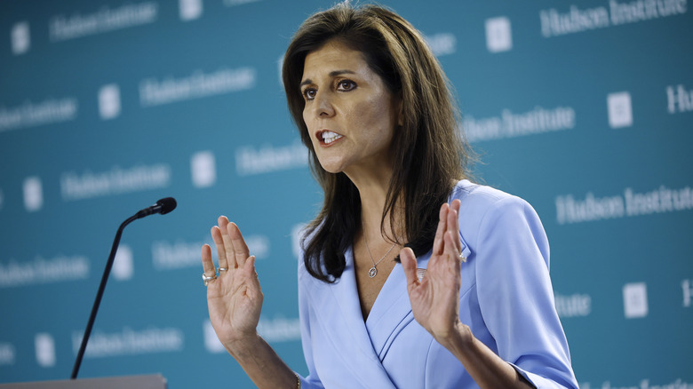 Nikki Haley addressing an audience