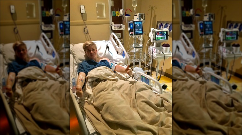 Robert Irwin in a hospital bed