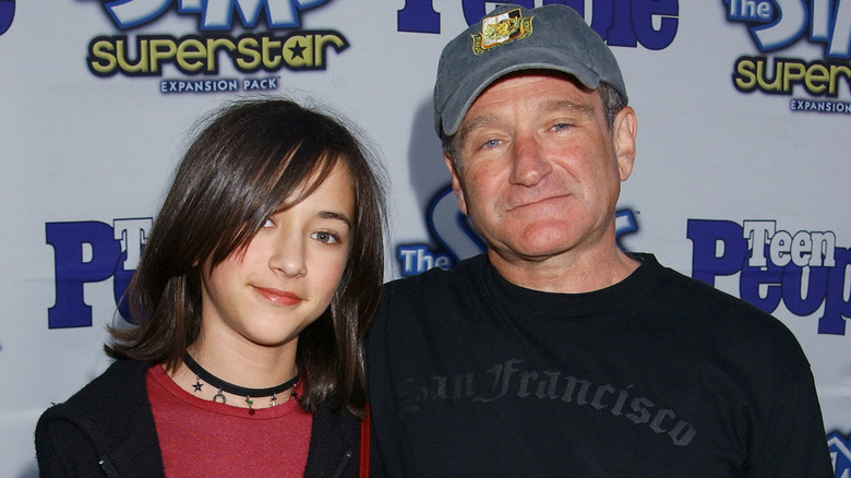 Zelda Williams smiling with dad Robin Williams