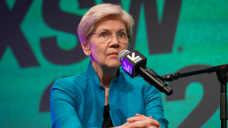 Elizabeth Warren speaking at the 2025 SXSW conference in March