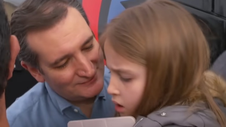 Ted Cruz trying to kiss a young Caroline Cruz