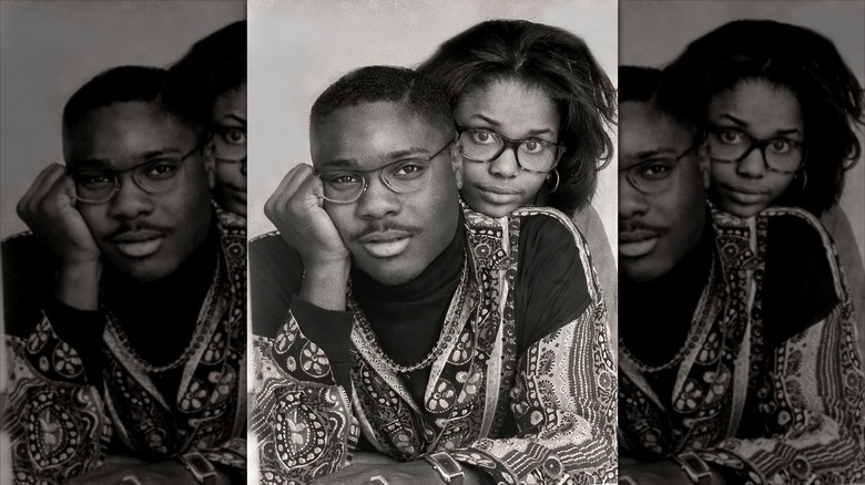 Michelle Thomas and Malcolm-Jamal Warner posing for a promotional photo together