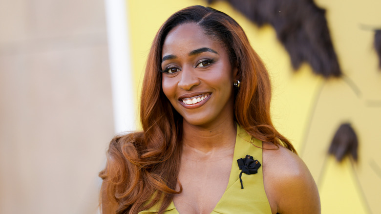 Ayo Edebiri attending Big Mouth premiere in a yellow dress